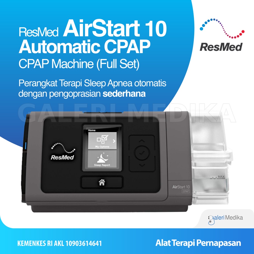 Jual ResMed AirStart 10 Automatic CPAP untuk Sleep Apnea Full Set ...