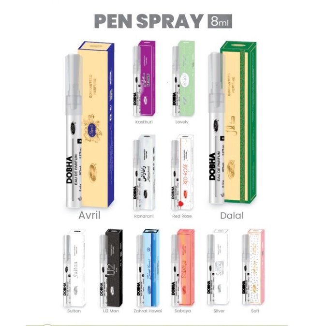 Parfum Dobha Pen Spray 8ml Best Seller / Minyak Wangi Dobha EDP Eau De Parfume All Varian