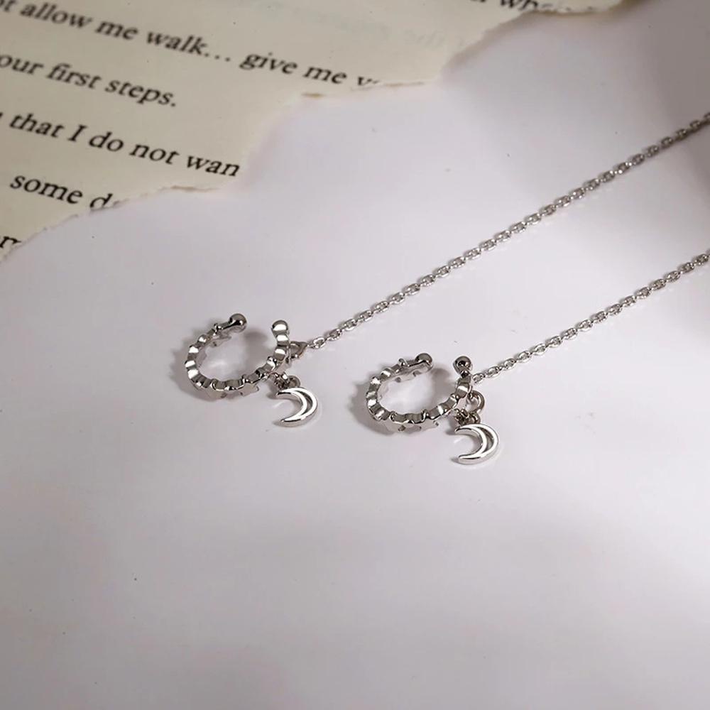 Needway Bintang Manset Telinga Fashion Perhiasan Panjang Rumbai Bulan Gadis Wanita Menjuntai Anting-Anting