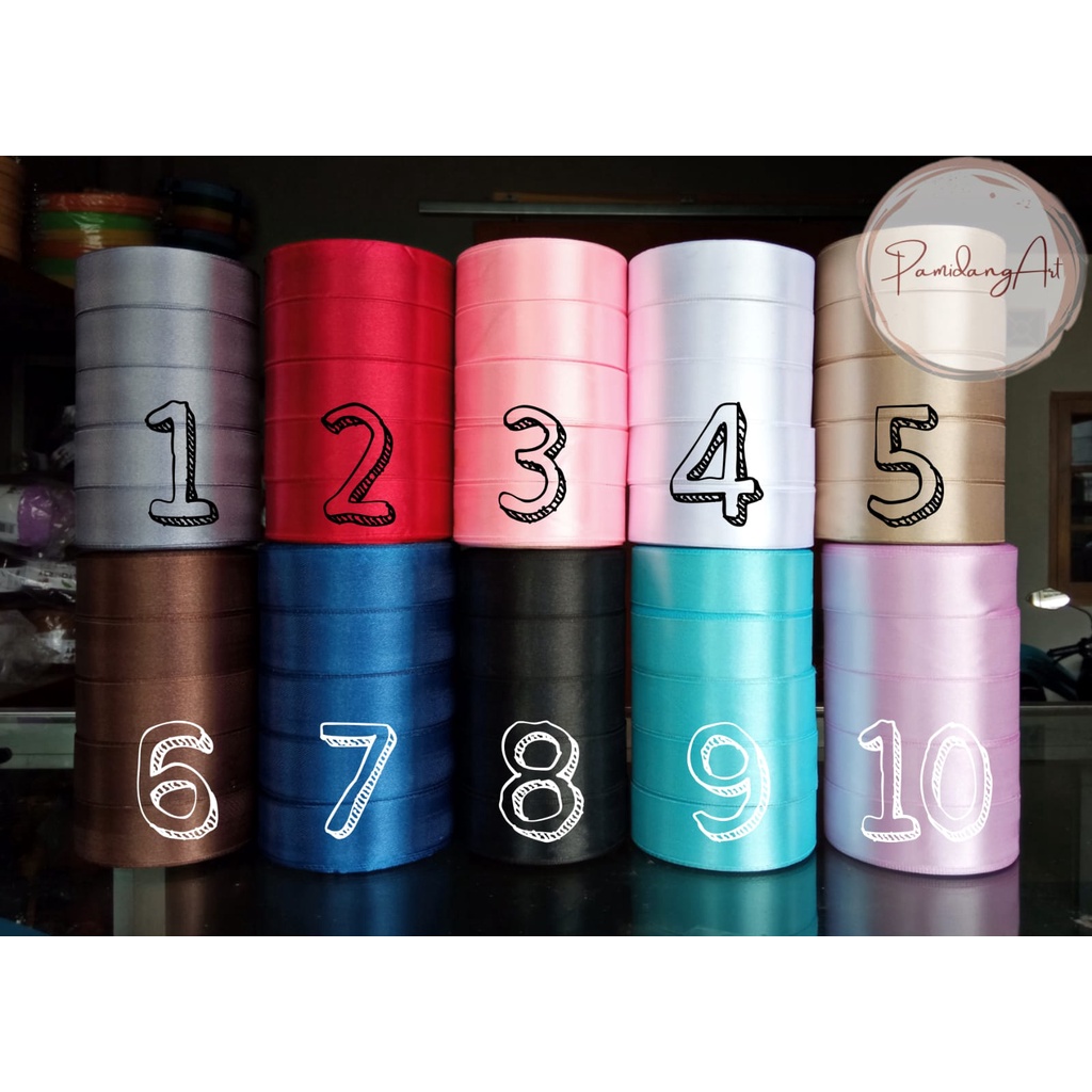 Pita Satin 1 inch / Pita Saten 25mm Roll 25 yard/ Pita Warna Mengkilap