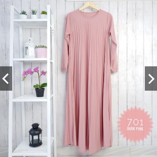 BD 701 - GAMIS PLISKET POLOS HYGET MAXY MURAH XL MUSLIMAH GROSIR WARNA REMPEL PLEATED MAXI DRESS