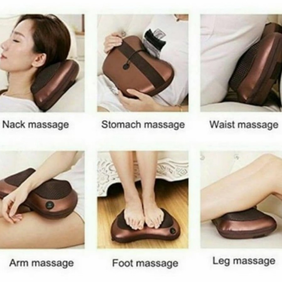 Car Home Massage Pillow Massager / Alat Terapi Pijat Leher Punggung / Bantal Pijit Portable 8 Bola / Car Home Neck