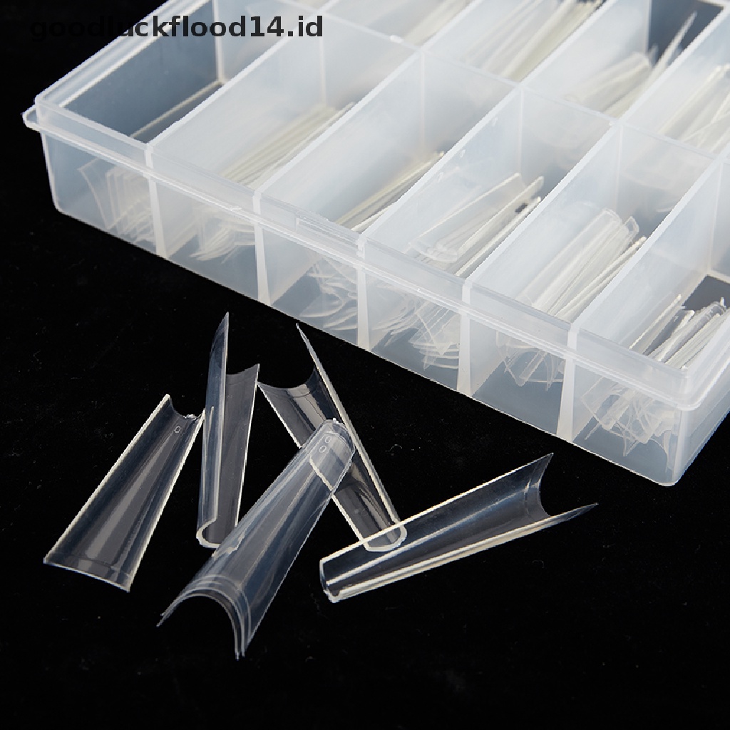 [OOID] 500pcs/Bag XXL Extra Long Coffin Nail Tips Half Cover Press Clear Fake Nails ID