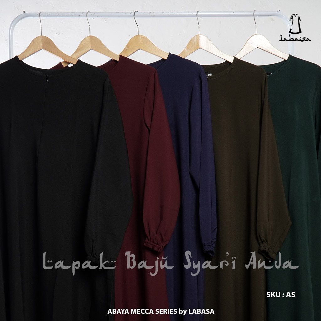 Gamis Abaya Hitam Polos Mecca Series dan Aneka Warna - Labasa Ori | Abaya Jetblack