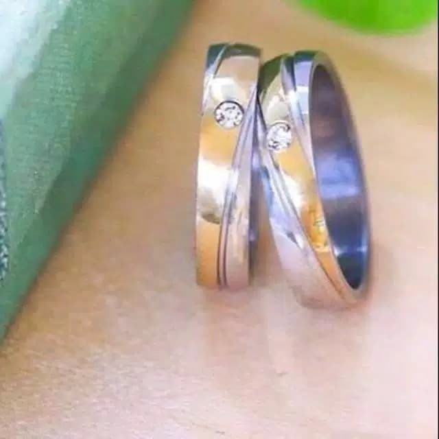 cincin new titanium tunangan couple silver gold cincin pria wanita mewah