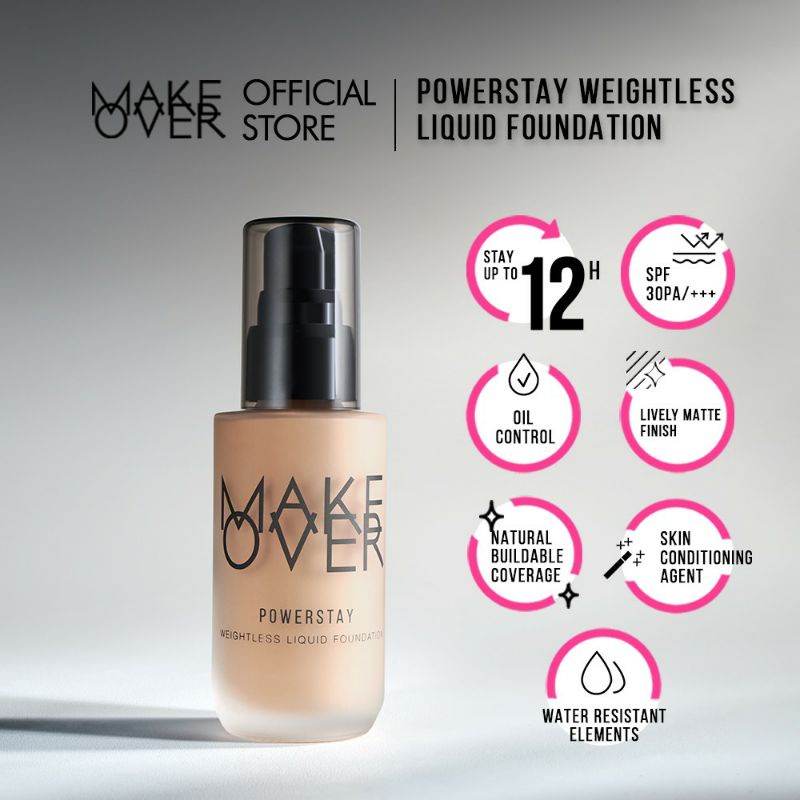 MAKE OVER Powerstay Weightless Liquid Foundation - Liquid Foundation Make Over , Matte Foundation