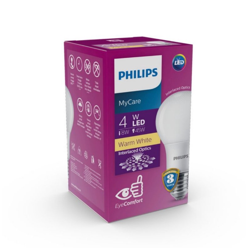 Lampu Philips LED Bulb 4W E27 6500K/3000K 230V Body besar