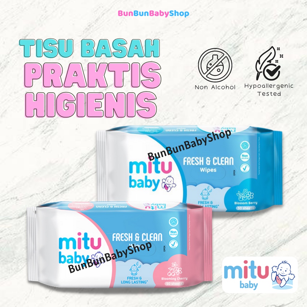 MITU Tissue Basah Baby Wipes Non Alkohol Tisu Ganti Popok Bayi Perlengkapan New Born Baru Lahir