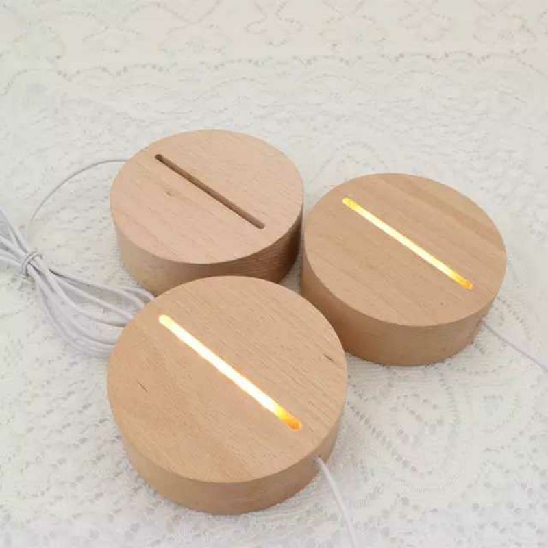 base wood bulat / stand acrylic / tatakan lampu hias acrylic / dudukan lampu led acrylic