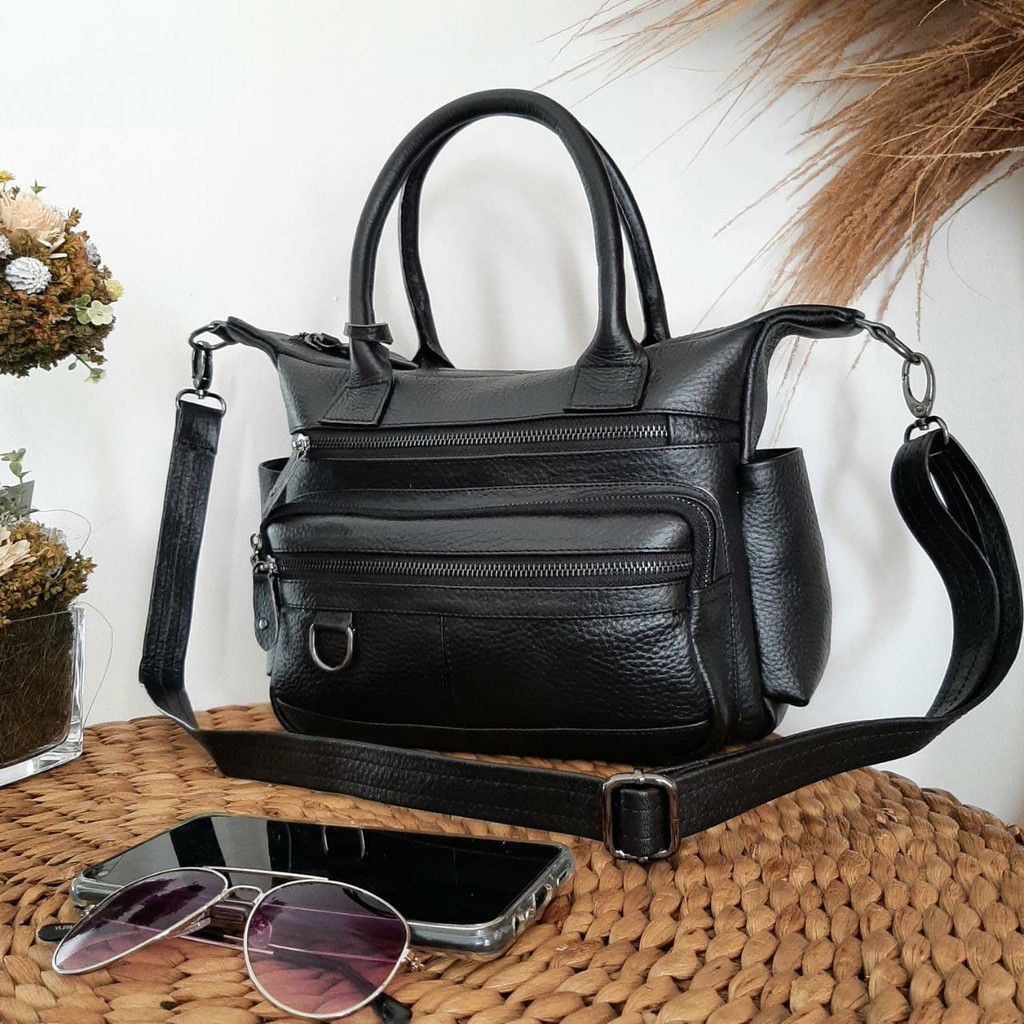 TAS WANITA KULIT ASLI PAPIRUT SELEMPANG WARNA HITAM COKLAT HIJAU TAN KUNING MERAH