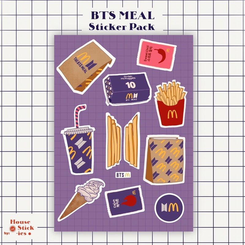 BTS MEAL Unofficial Sticker &amp; Photocard