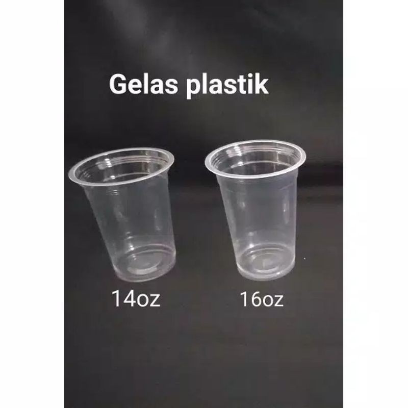 Gelas plastik starindo 14 oz dan 16 oz tanpa tutup