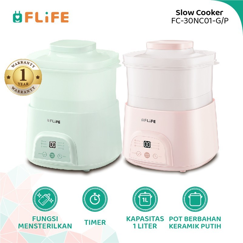 FLIFE FC-30NC01 Slow Cooker 1L Multifungsi - Baby Food - Mpasi