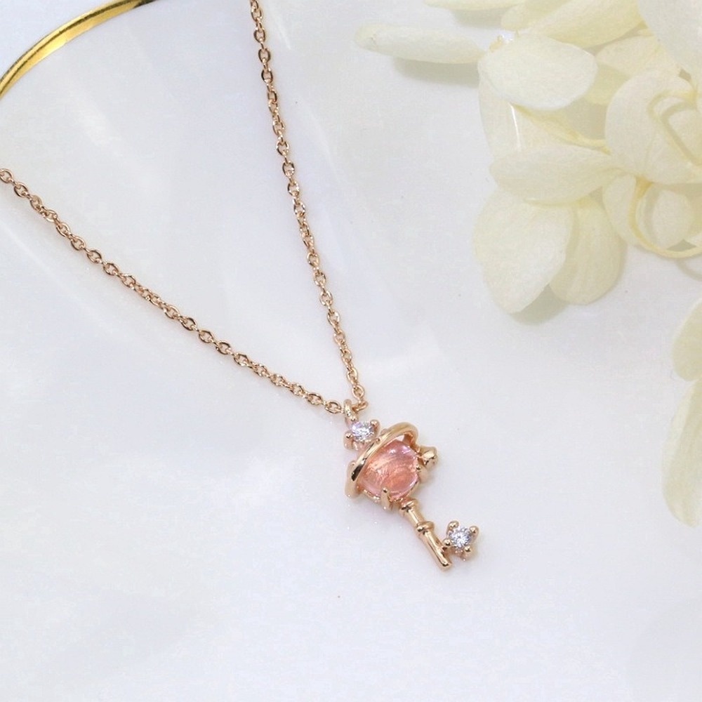 Pink Star Necklaces Pink Crystal Planet Pendant Necklace Women Simple Cute Jewelry Gifts