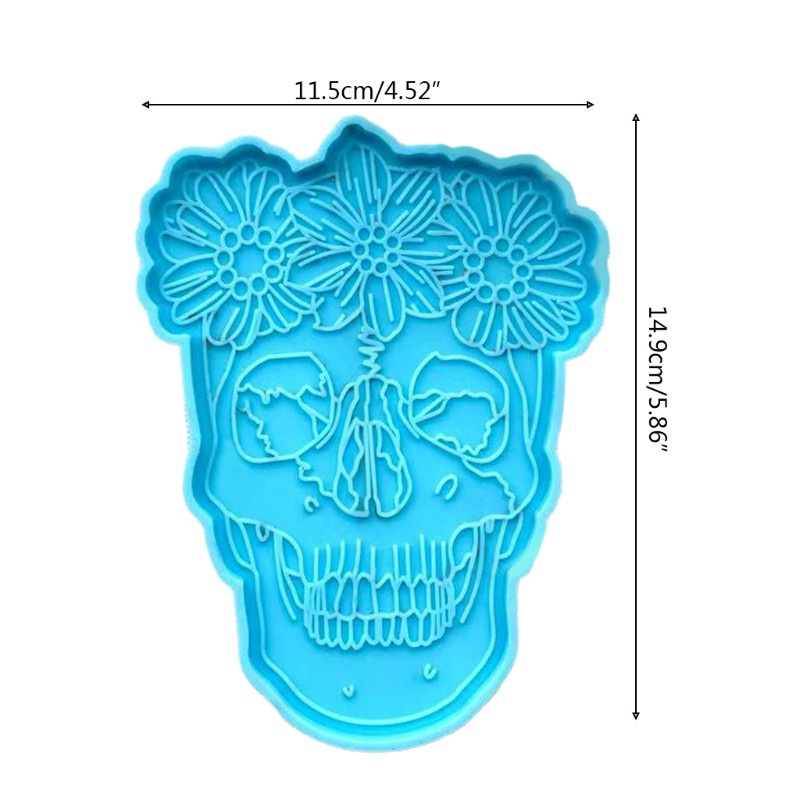 Glitter DIY Crafts Female Skull Coaster Epoxy Resin Mold Cup Mat Casting Silicone Mould