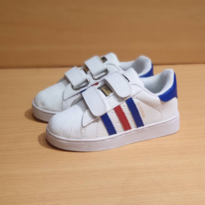 SEPATU ANAK ADIDAS SUPERSTAR KIDS PEREKAT DAN TALI SIZE 20-35