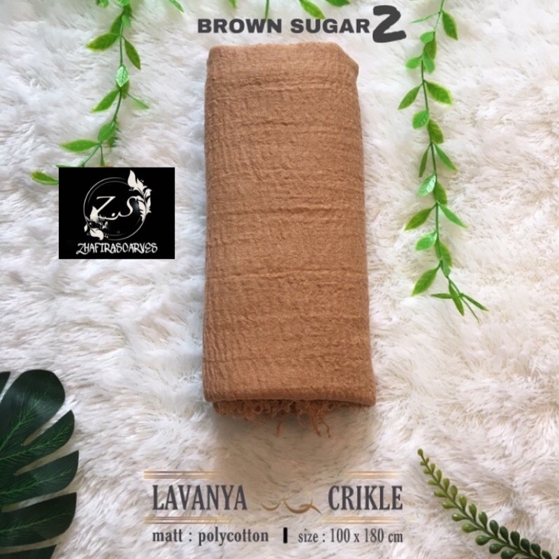 HIJAB Best Seller PASHMINA CRINKLE / CRINCLE - PASHMINA CUTTON CRINKLE / NEGRO / KUSUT-Brown Sugar 2