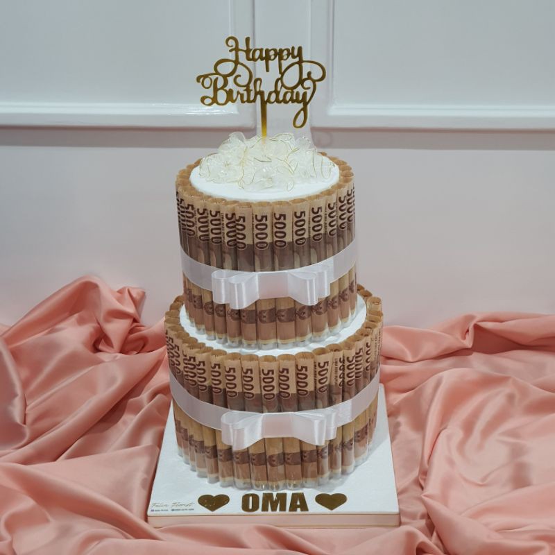 Birthday Cake | Kue Ulang Tahun | Dummy Cake | Money Cake 2 Tier High | Kue Uang Asli