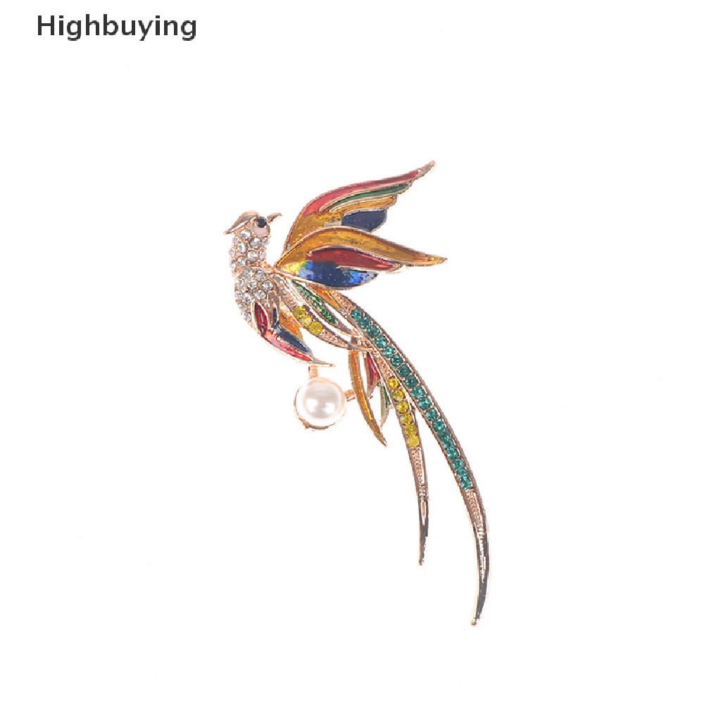 Hbid Bros Pin Enamel Burung Phoenix Terbang Hias Kristal Aksesoris Wanita Untuk Pesta / Kantor