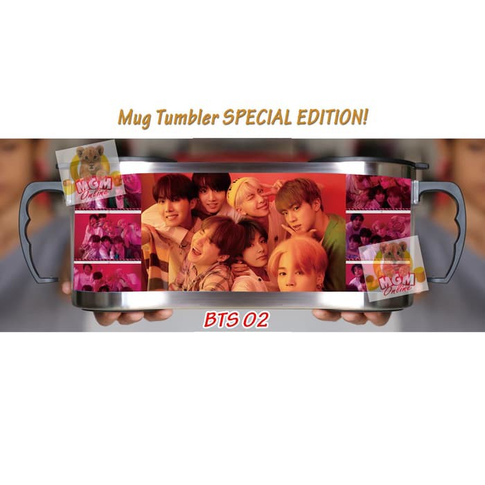 BTS Mug Kantor gagang Mug Tumbler stainless 450ml SPECIAL EDITION 020