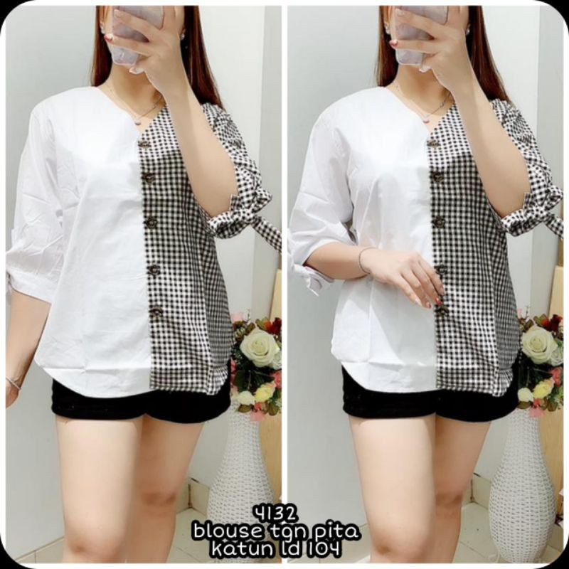 

4132 Blouse tangan pita Katun