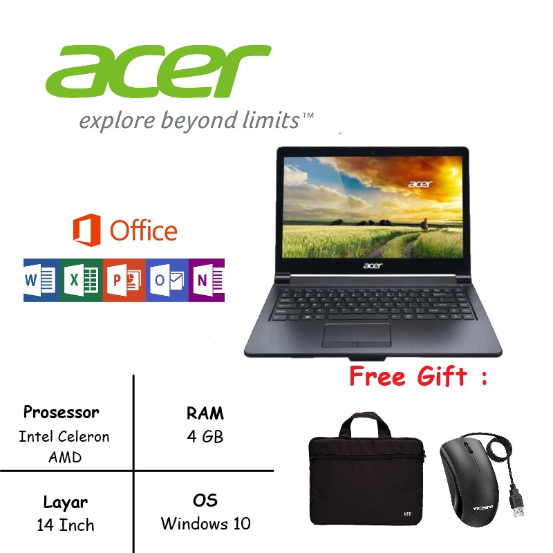 LAPTOP ACER INTEL CELERON/AMD RAM 8GB / SSD 256 WIN 10