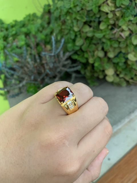 Cincin Casual Batu Red Rubi Merah Mewah Minimalis Ring 18K Gold Filled