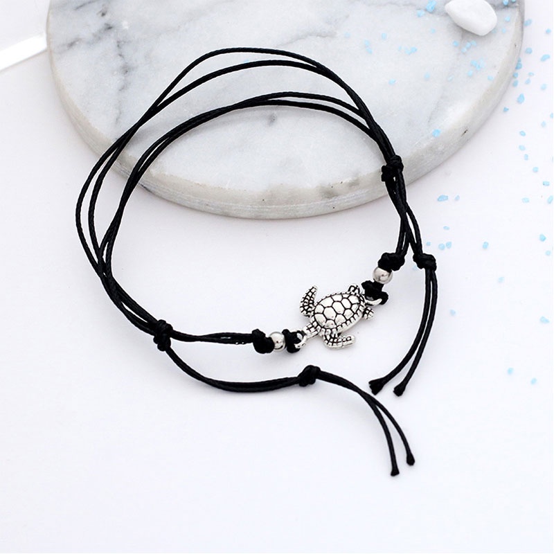 COD Gelang Kaki Wanita Fashion Korea Kura-kura Gelang Kaki Multilayer Lucu yang Dapat Disesuaikan Aksesoris Hitam Biru