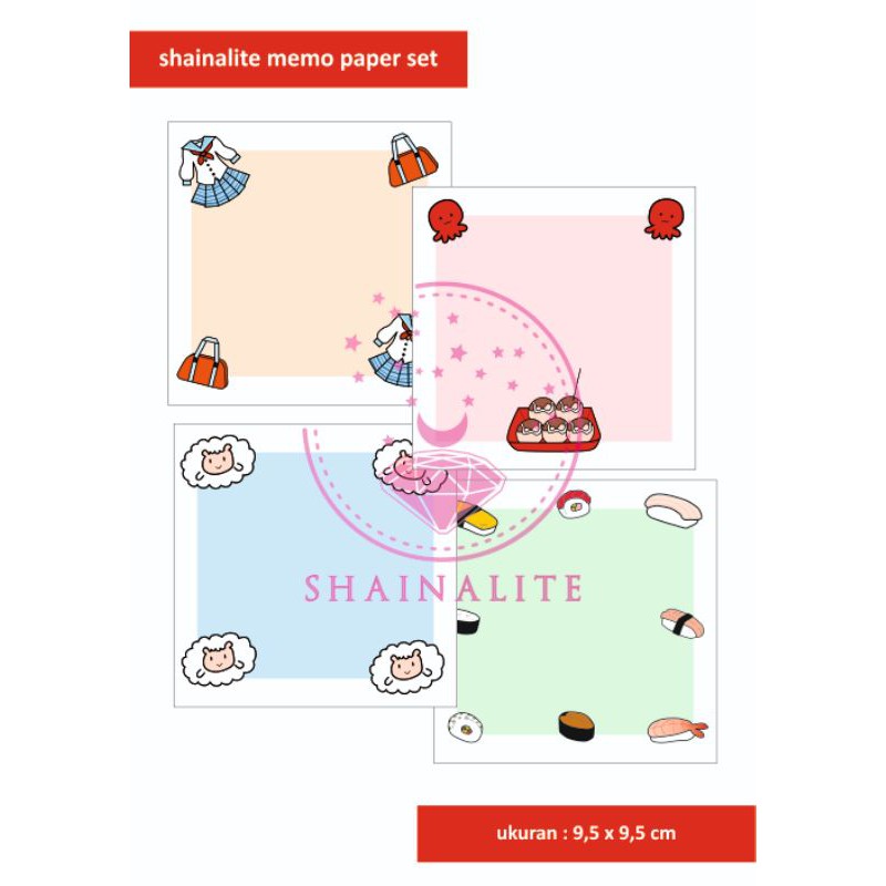 

shainalite cute memopad set kertas memo murah