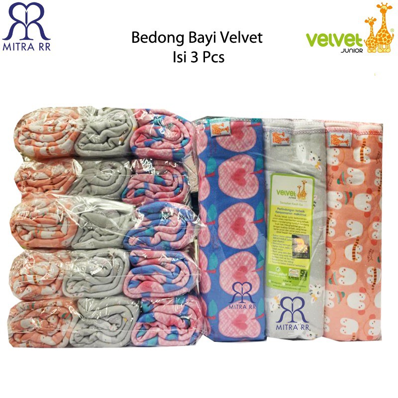 Velvet Junior Bedong Bayi Newborn Motif / Selimut Bayi Cotton 3 in 1