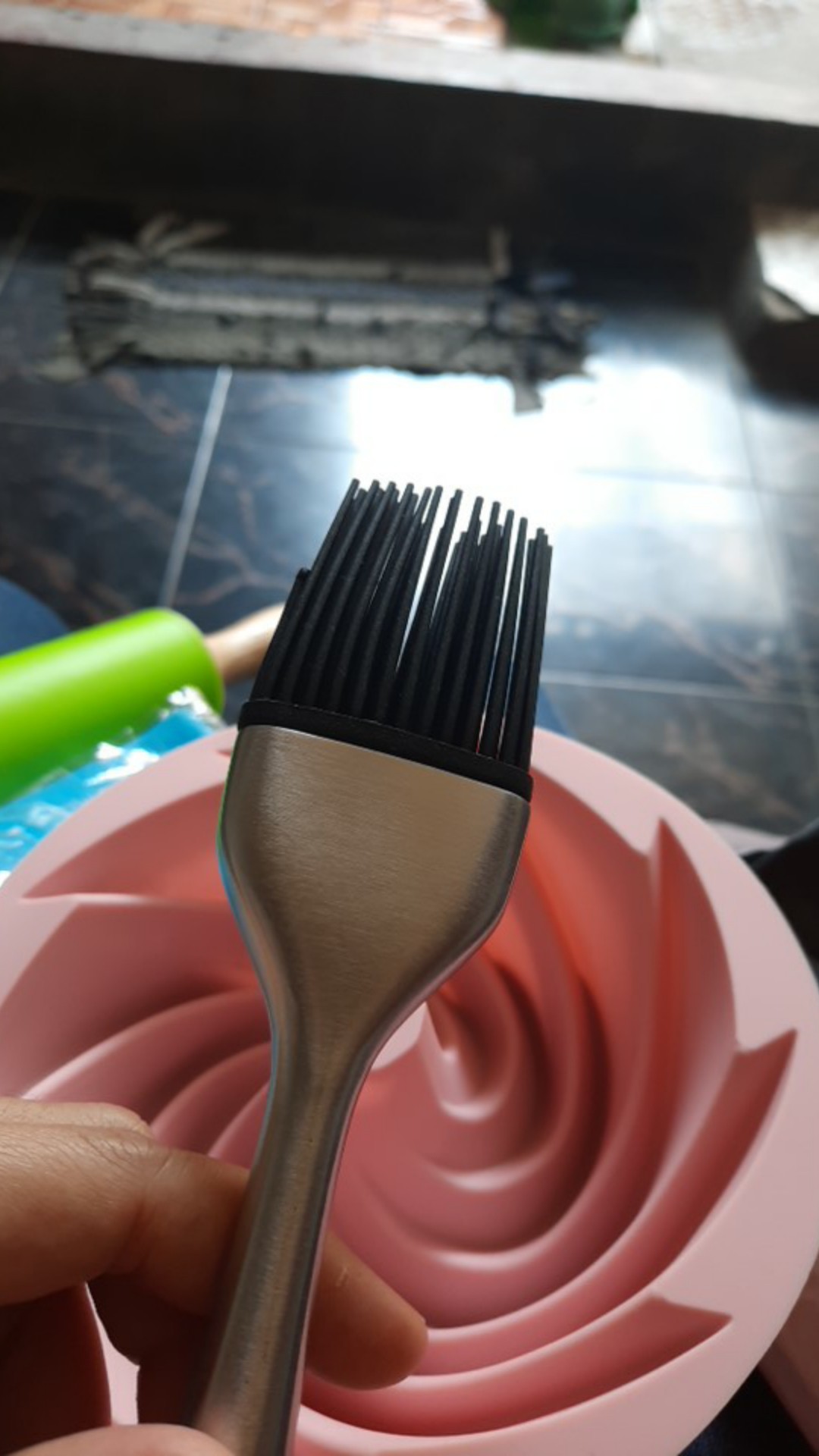 Mic Silikon Sikat Stainless Steel Tidak Ada Serat Mentega Tahan Panas Sikat Bbq