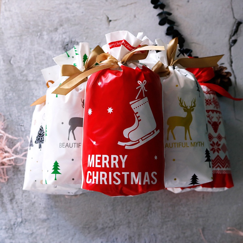 [ 10pcs Santa Gift Bag Candy Bag For Xmas  Home Decoration Products  ]