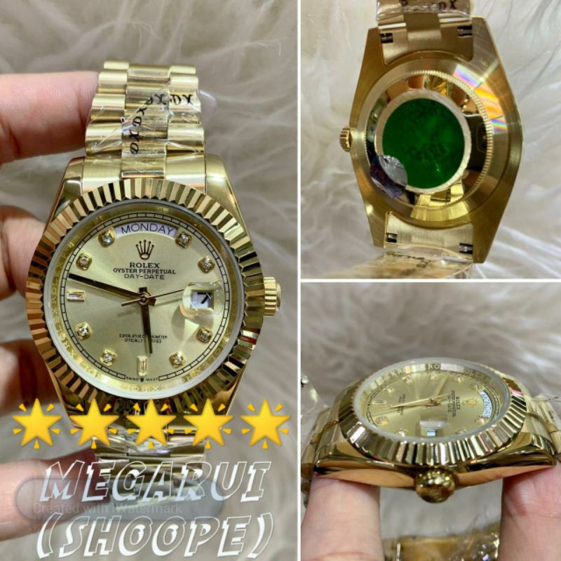 JAM TANGAN COWOK ROLEX DAY DATE GOLD AUTOMETIC SUPER PREMIUM AAA