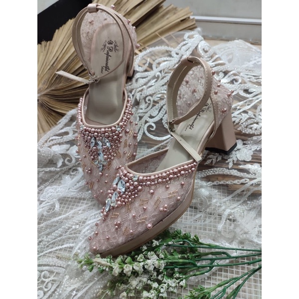 sepatu Rafaizoutfit sepatu wedding Angela tali rosegold tinggi 7cm tahu