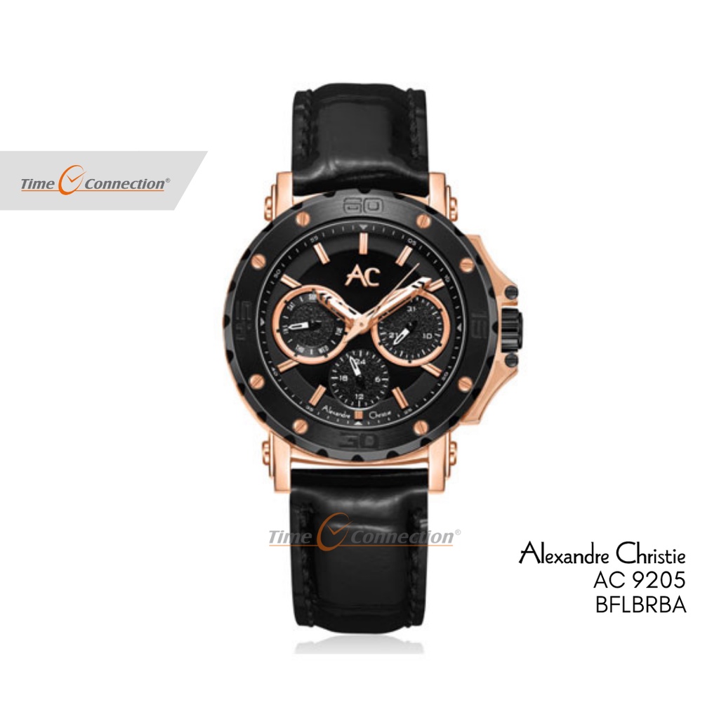 Alexandre Christie AC 9205 BFLBRBA Hitam Rosegold Original / Jam Tangan Wanita Kulit / AC Collection
