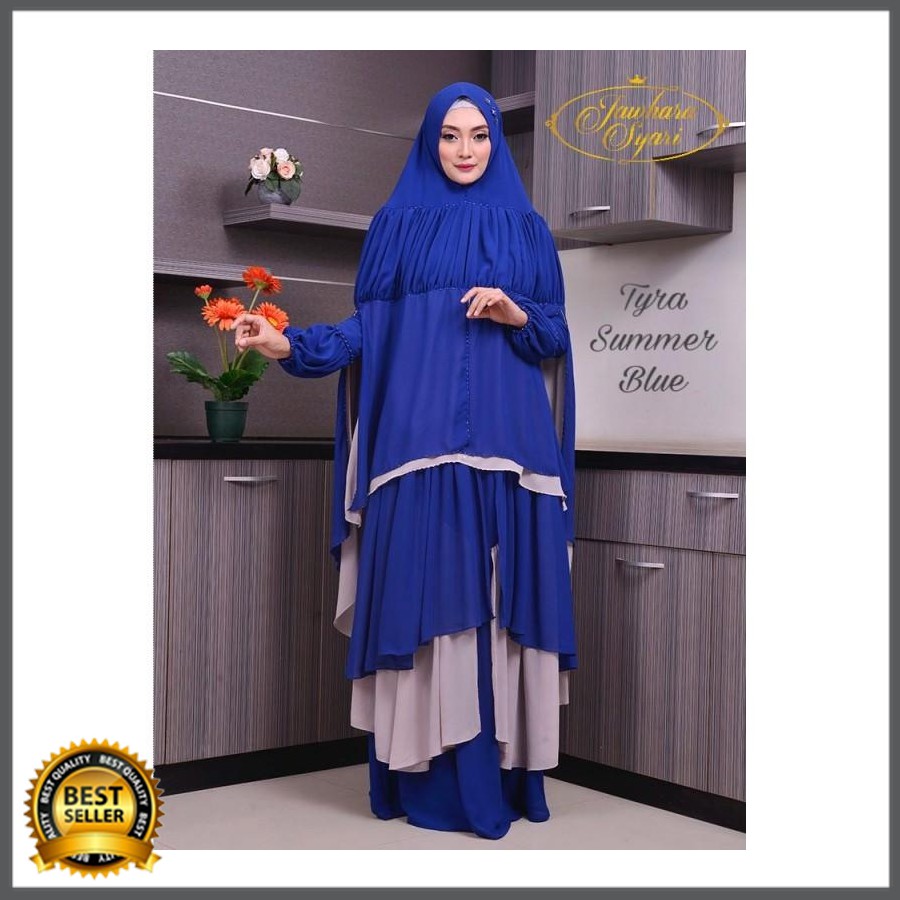 TYRA SUMMER BLUE GAMIS SYARI SET ORIGINAL BY JAWHARA SYARI