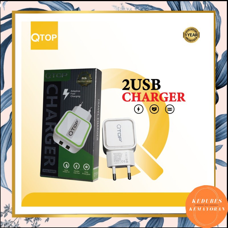 Batok Charger Qtop 2USB 3.5A LED / Adaptor led qtop [kk]