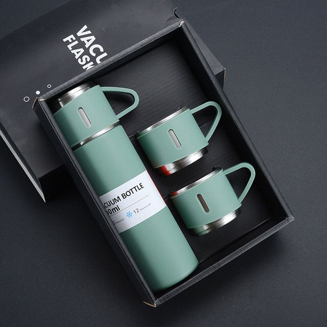 Termos Vacuum Flask Set 3 in 1 gift hampers 500ml - Botol souvenir termos set gelas 3 in 1 tahan panas dingin