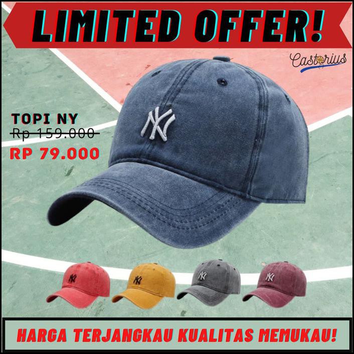 Terlaris Topi Import Topi Pria Topi Wanita Topi Baseball Ny Jeans - Merah