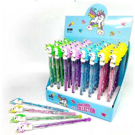 PENSIL BENSIA KARAKTER UNICORN KEKINIAN / PENSIL ANAK ANAK LUCU DAN UNIK / PENSIL BENSIA SUSUN CABUT KARAKTER KUDA PONY