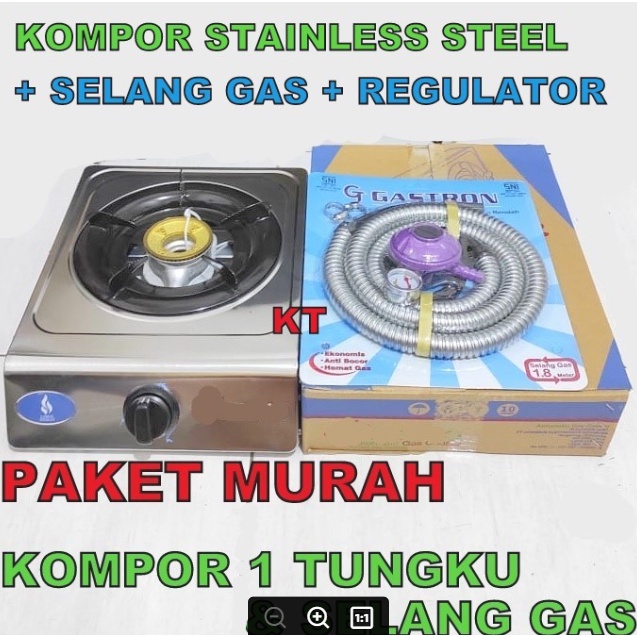 Paket kompor 1 tungku dan selang plus regulator / paket kompor 1 tungku/ kompor gas 1 tungku/ kompor gas murah