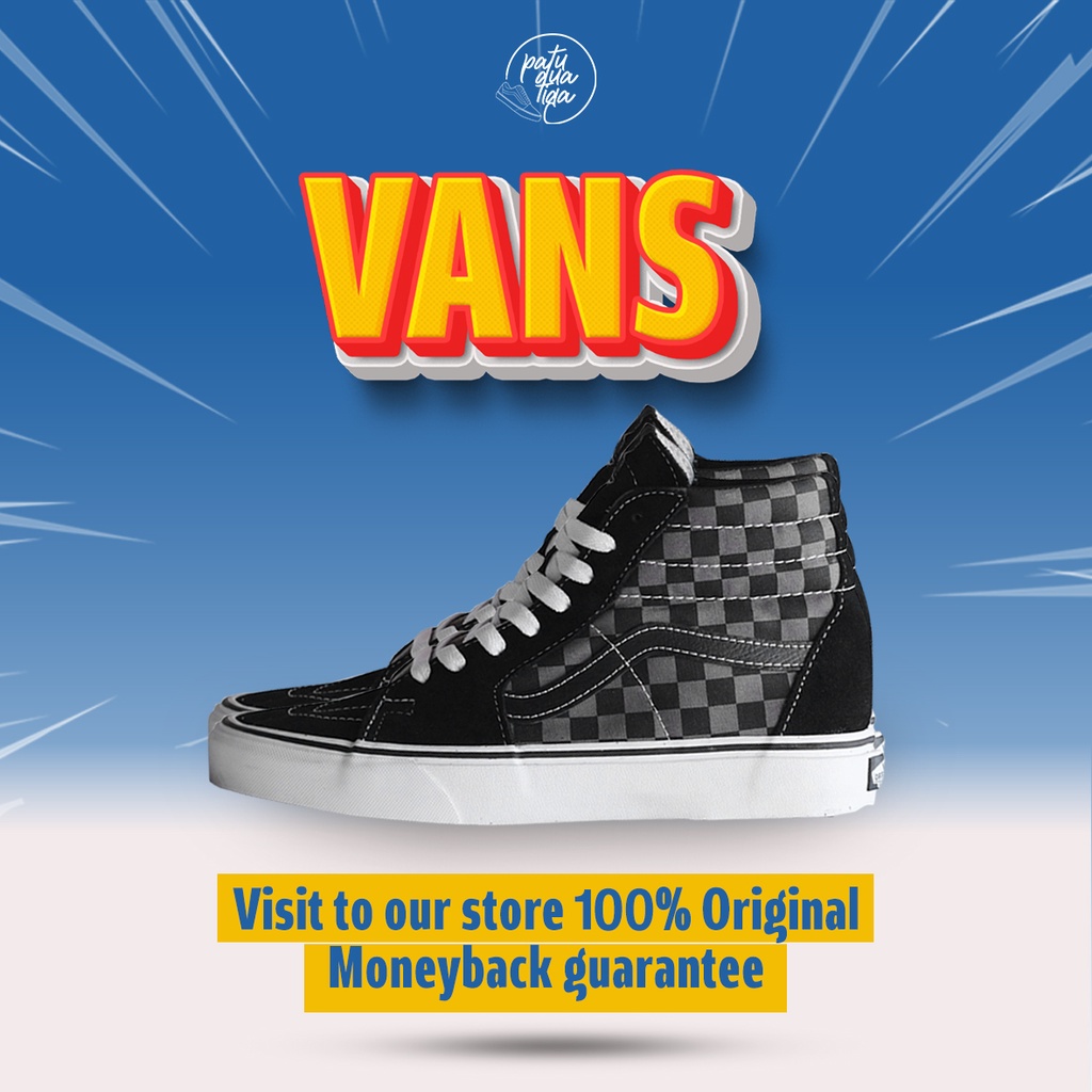 Jual Vans sk8 Hi Classic Checkerboard Black Pewter / Vans Original