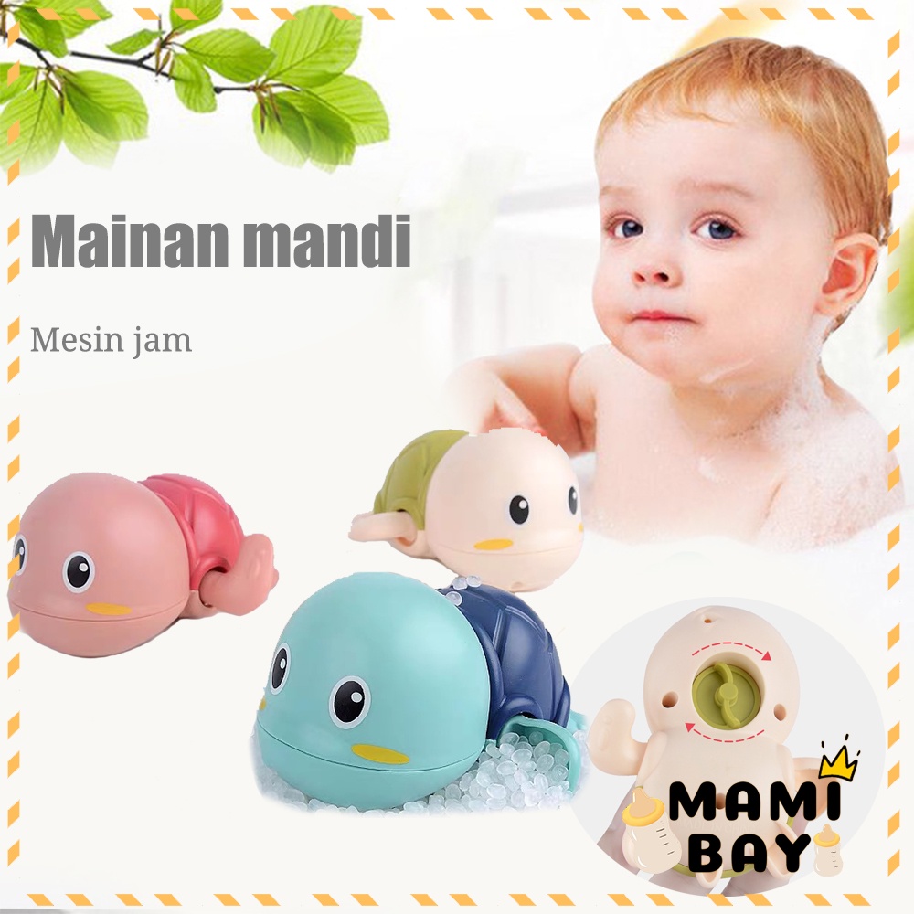 Mamibayi Mainan bayi turtle mainan mandi bayi jarum jam bath toys