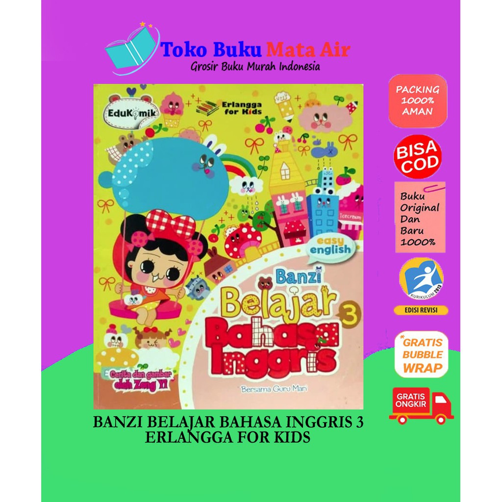 BEST SELLER ORIGINAL EDUKOMIK BANZI BELAJAR BAHASA INGGRIS 3 JONG I ERLANGGA FOR KIDS