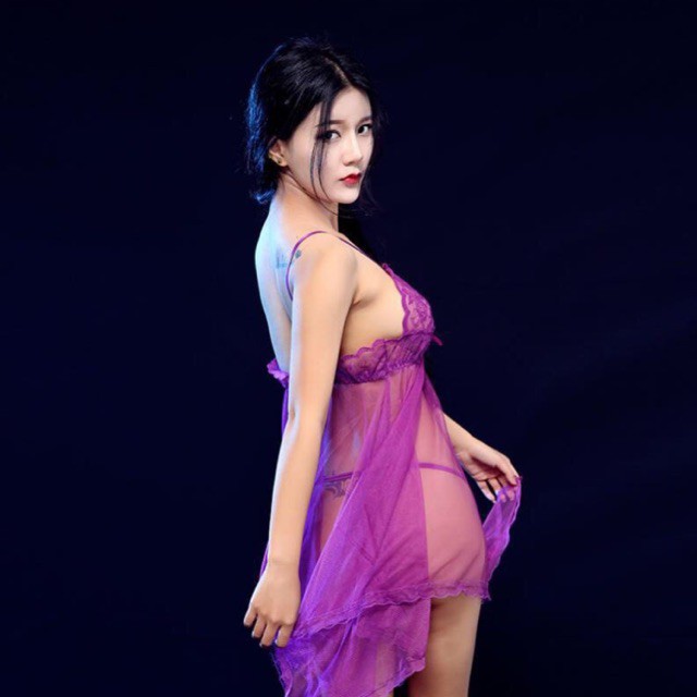 NEW VIOLET PAKAIAN LINGERIE SEXY V-NECK MODEL RENDA SERAT MESH EKSOTIS / G STRING BRA SET DRES 1086