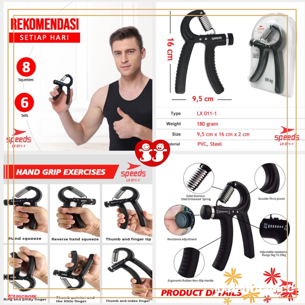 5-60kg Adjustable Handgrip Alat Fitness Olahraga Otot Tangan