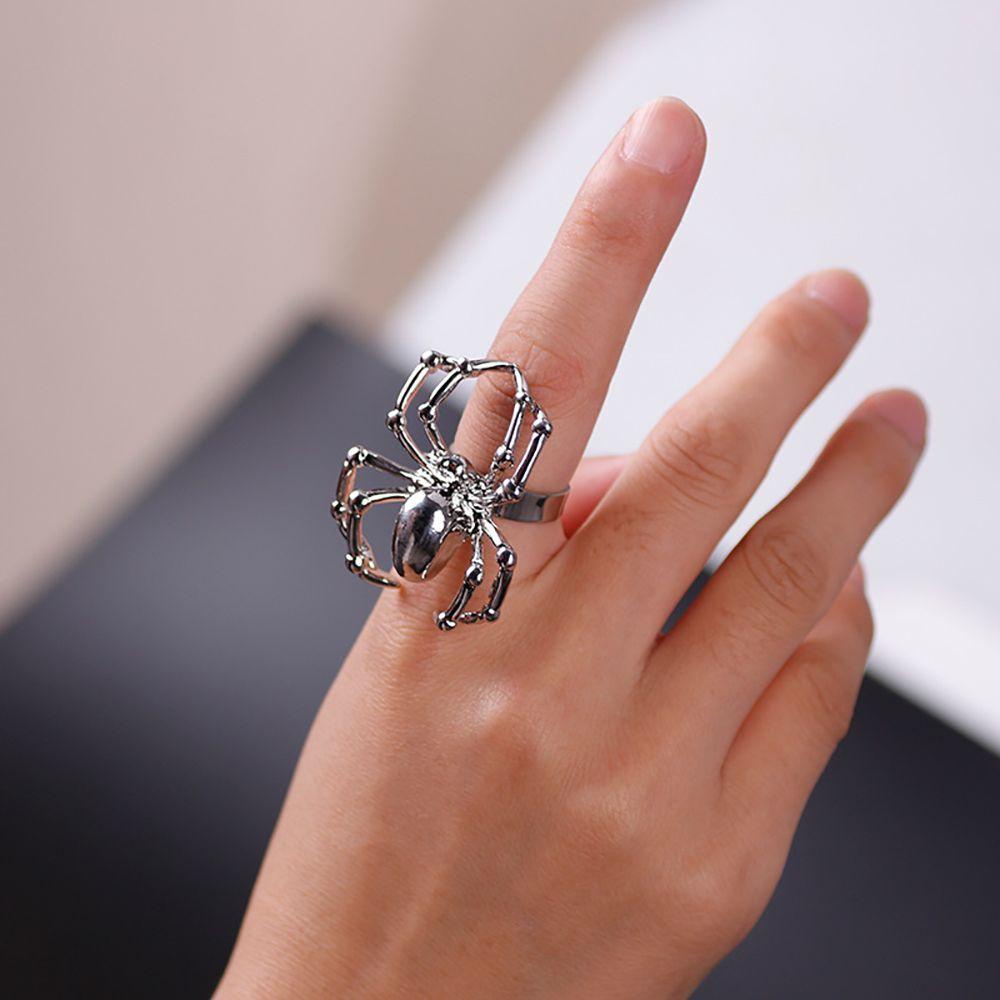 Mxbeauty Cincin Model Terbuka Desain Laba-Laba Bahan Alloy Untuk Pria / Wanita