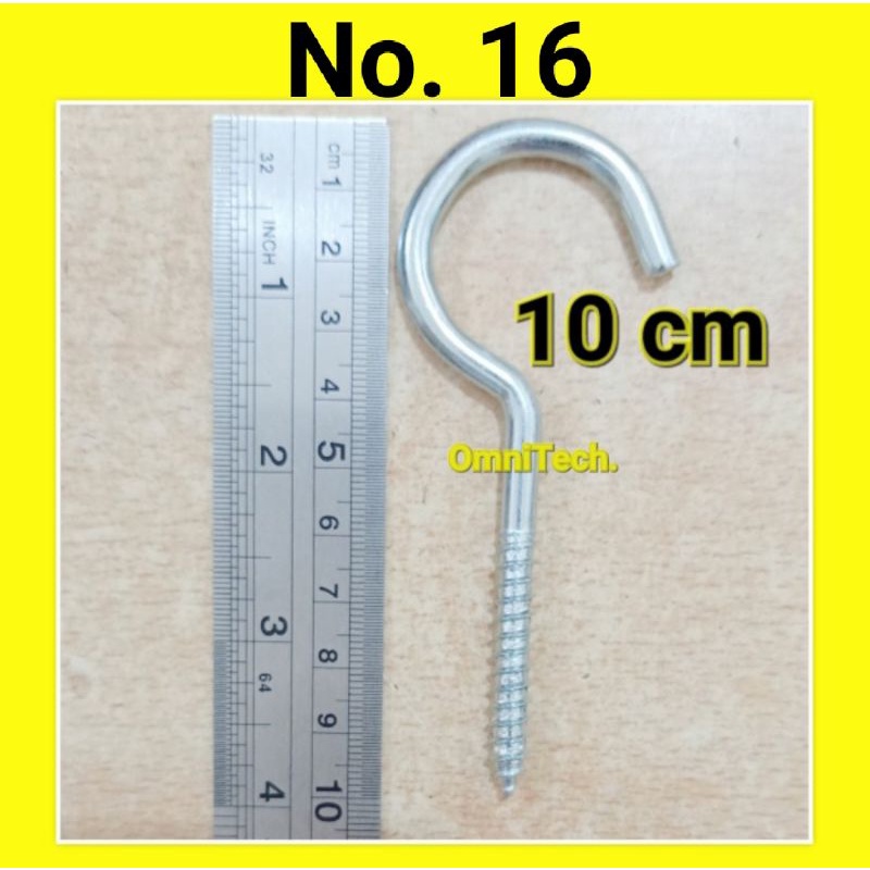 Gantungan Hook Sekrup Skrup Kapstok Cantolan Burung Tanda Tanya No 16 #16 Buka Besar 10 cm 10cm