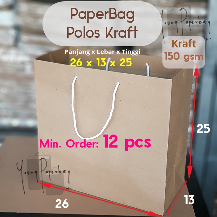 

PROMO Paperbag / Tas Kertas / Paper Bag Kraft Custom 26 x 13 x 25 Serbaguna
