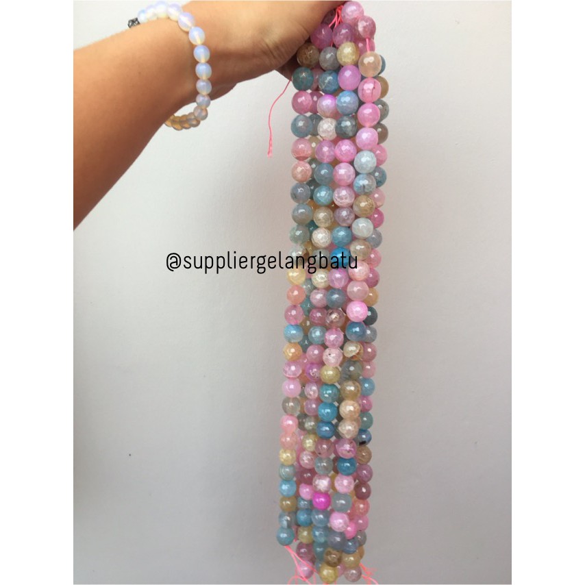Natural Morgan FACETED beads 14mm CUTTING batu manik candy craft impor fashionita pria wanita model